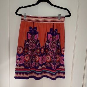 Anthropologie Orange and Purple Floral Mini Skirt
